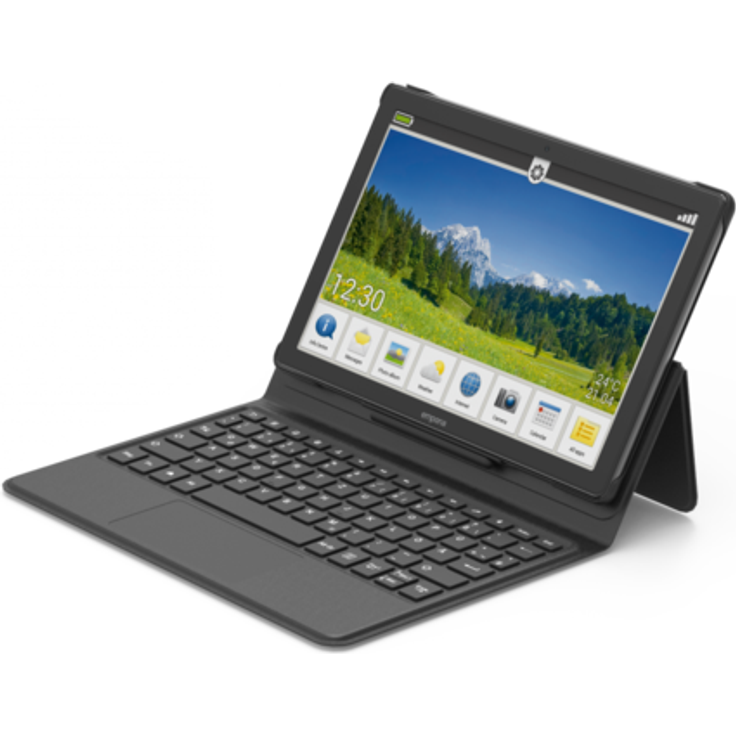 Book Cover mit Tastatur für emporiaTablet, deutsch, Schwarz