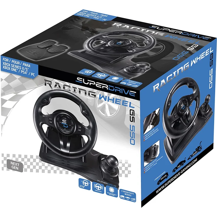 Superdrive - Rennlenkrad GS550 Racing Wheel mit Pedalen, Schalthebel und Vibration für (Xbox Serie X/S, PS4, Xbox One, PC)  – Bild 2