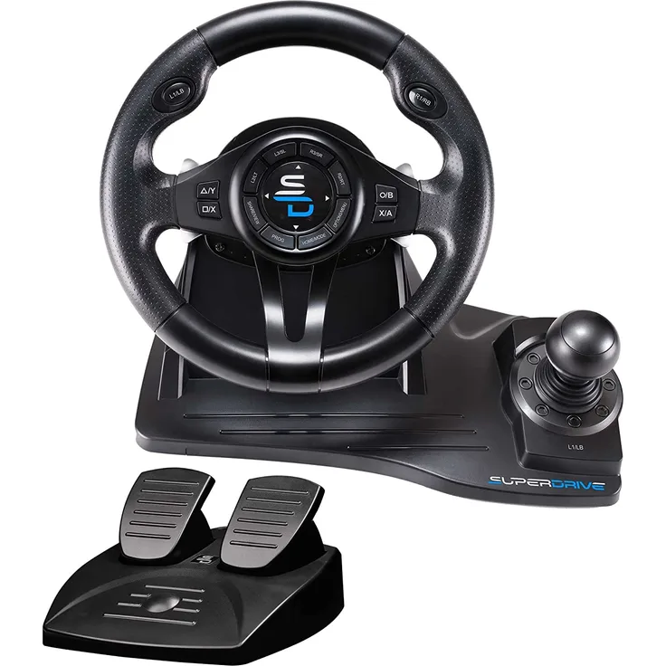 Superdrive - Rennlenkrad GS550 Racing Wheel mit Pedalen, Schalthebel und Vibration für (Xbox Serie X/S, PS4, Xbox One, PC) 