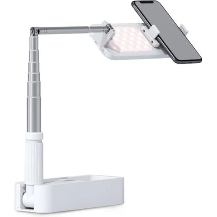 4smarts Selfie Stand LoomiPod Fold mit LED Lampen und Bluetooth Fernsteuerung für Smartphones weiß