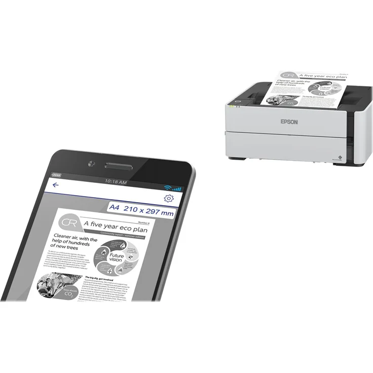 Epson EcoTank M1180 - Drucker - s-w - Duplex - Tintenstrahl - refillable - A4-Legal - 1200 x 2400 dpi - bis zu 20 Seiten-Min. - Kapazität: 250 Blätter - USB 2.0, LAN, Wi-Fi – Bild 2