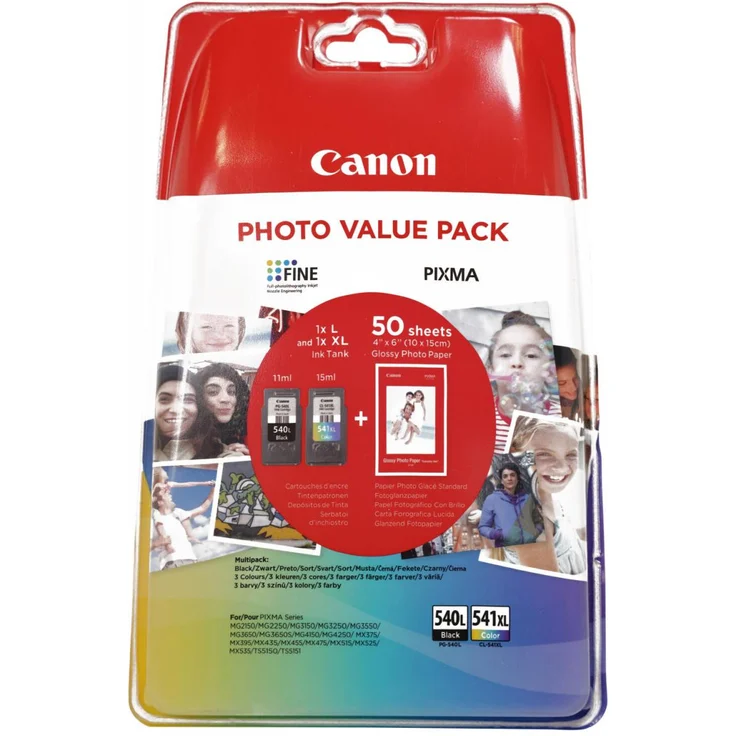 Canon Original PG-540L-CL-541XL Druckerpatronen - Value Pack (5224B005) (CMY-K + Fotopapier) – Bild 1