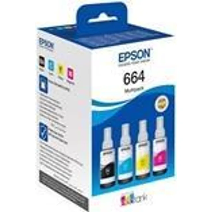 Epson EcoTank 664 - 4er-Pack - Schwarz, Gelb, Cyan, Magenta - original - Tintenbehälter - für Epson L380, L395, L495, EcoTank ET-2650, L1455, L656, EcoTank ITS L3050, L3060, L3070
