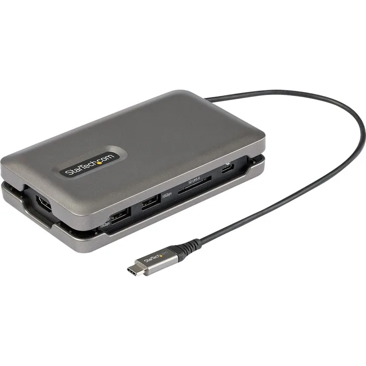 StarTech.com USB C Multiport Adapter, USB C to 4K 60Hz HDMI 2.0, 2-Port 10Gbps USB Hub, 100W Power Delivery Pass-through, GbE, SD-MicroSD, USB Type-C Mini Dock, 10---25cm Attached Cable - USB C Docking Station (DKT31CSDHPD3) - Dockingstation - USB-C - HDMI
