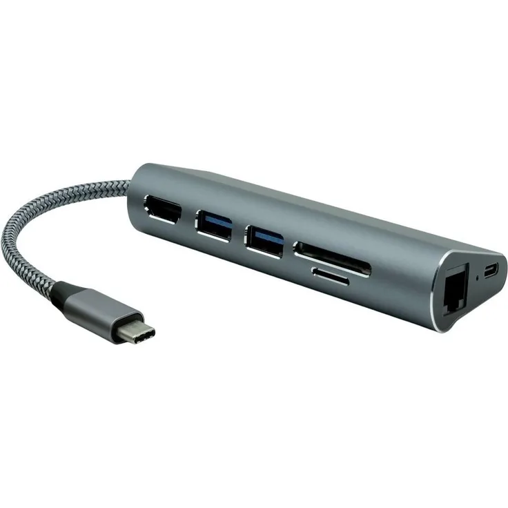 ProXtend USBC-MULTI7-001 Notebook-Dockingstation & Portreplikator Verkabelt USB 3.2 Gen 1 (3.1 Gen 1) Type-C Grau (USBC-MULTI7-001)
