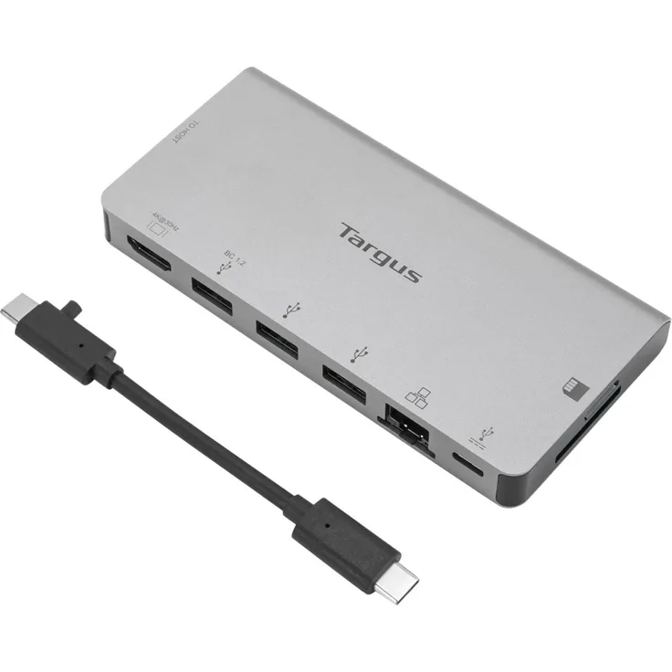 Targus DOCK414EU USB-C DP Alt-Mode Einzelvideo 4K HDMI Dockingstation mit Kartenleser, 100 W PD Pass-Thru und abnehmbarem US