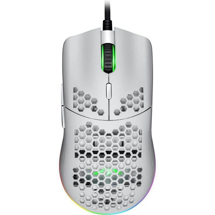 DUTZO Keiryo White + Fushi Mousepad - Desktop - Gaming Maus (Weiß mit RGB Licht) (KEIRYO3389-RGB-MW+FUSHIV2-D)