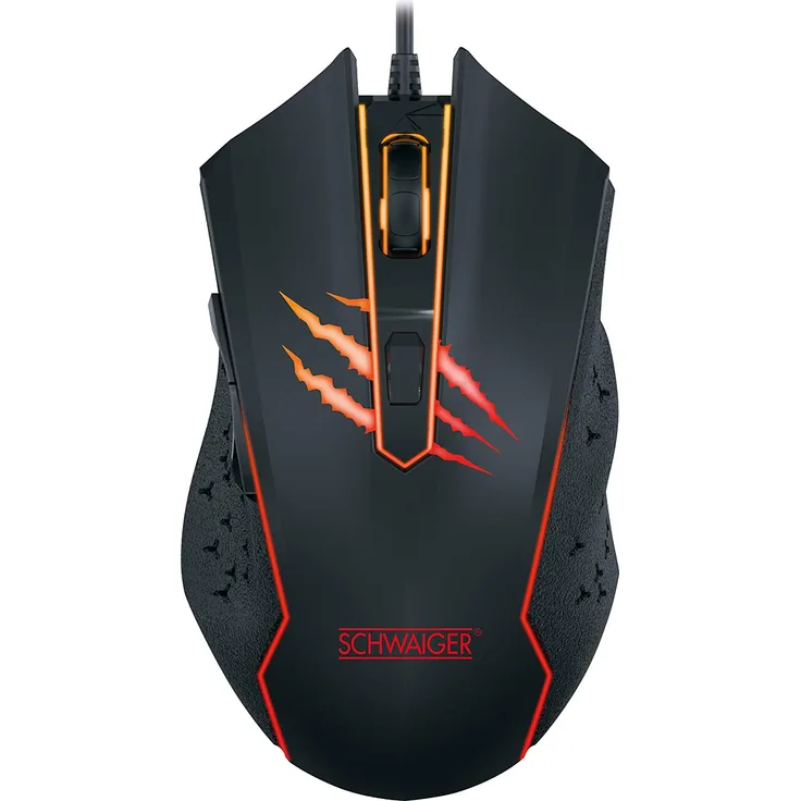SCHWAIGER -GM3000- Gaming Maus | RGB Beleuchtung | Computer Maus mit Kabel und ernonomischer Form | mit 6 Tasten | schwarz | extra leicht