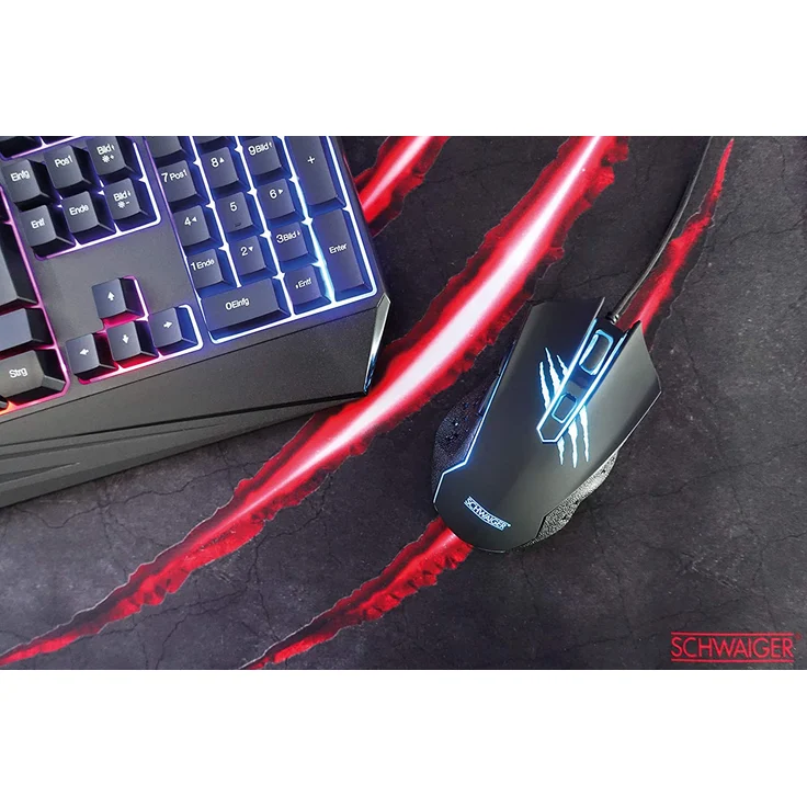 SCHWAIGER -GM3000- Gaming Maus | RGB Beleuchtung | Computer Maus mit Kabel und ernonomischer Form | mit 6 Tasten | schwarz | extra leicht – Bild 6