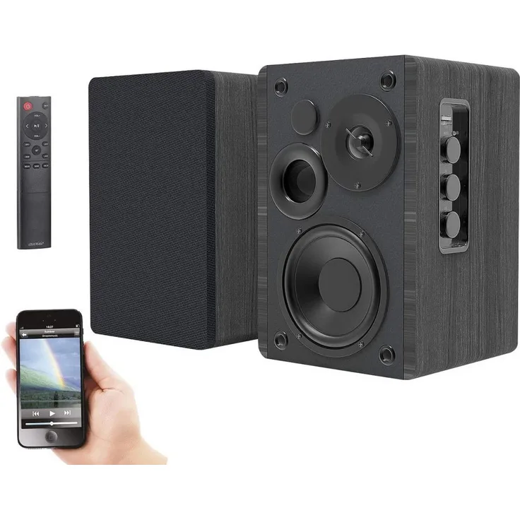 auvisio MSS-95.usb Aktives Stereo-Regallautsprecher-Set Holz-Gehäuse Bluetooth 5 120 W Box Soundbox