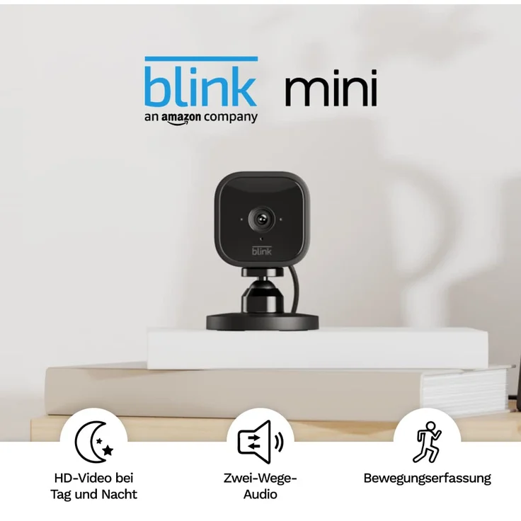 Blink Mini – Kompakte, smarte Plug-in-Sicherheitskamera für innen, 1080p-HD-Video, Nachtsicht, Zwei-Wege-Audio, Bewegungserfassung, einfache Einrichtung, funktioniert mit Amazon Alexa – 1 Kamera, schwarz – Bild 2