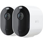 Arlo Pro 4 2K IP Überwachungskamera Außen 2er Set, Kabellos, Licht, Farb-Nachtsicht, Bewegungsmelder, Sirene, kein Hub benötigt, weiß