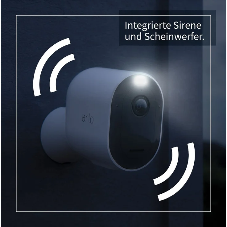 Arlo Pro 4 2K IP Überwachungskamera Außen 4er Set, Kabellos, Licht, Farb-Nachtsicht, Bewegungsmelder, Sirene, kein Hub benötigt, weiß – Bild 3