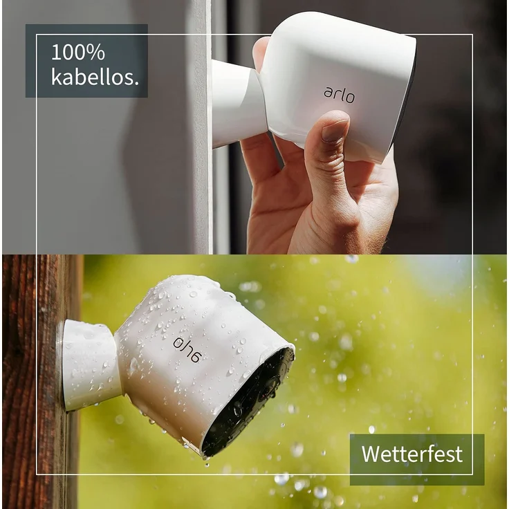 Arlo Pro 4 2K IP Überwachungskamera Außen 4er Set, Kabellos, Licht, Farb-Nachtsicht, Bewegungsmelder, Sirene, kein Hub benötigt, weiß – Bild 6