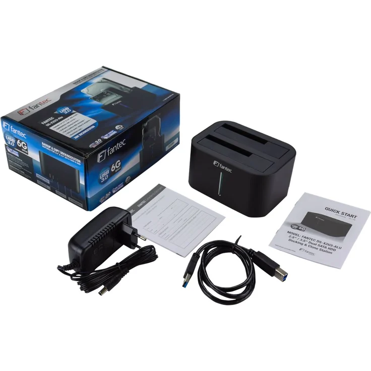 FANTEC DS-X2U3-Alu - Bis zu 2x 6,35cm 2,5Zoll und-oder Bis zu 8,89cm 2x 3,5Zoll SATA HDD Klon & Dockingstation – Bild 4