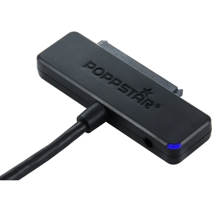 Poppstar Festplatten-Adapter (USB 3.1 Gen 2 Typ C) Sata USB Kabel für externe Festplatten (SSD, HDD, 2,5 u. 3,5 Zoll), bis zu 10 Gb-s, UASP Support, 1m Kabellänge (Netzteil Optional) (1008197) – Bild 1