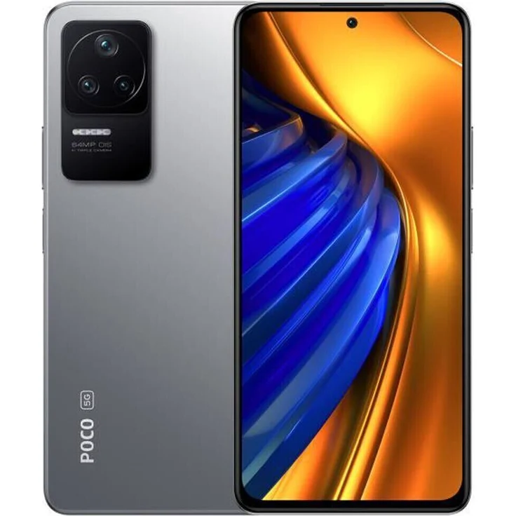 Xiaomi Poco F4 5G Smartphone 16,94cm (6,67 Zoll) AMOLED-Display, 128GB interner Speicher, 6GB RAM, Dual-SIM, Android 12, Moonlight Silver – Bild 1
