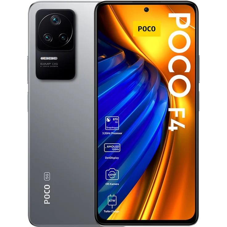 Xiaomi Poco F4 5G Smartphone 16,94cm (6,67 Zoll) AMOLED-Display, 128GB interner Speicher, 6GB RAM, Dual-SIM, Android 12, Moonlight Silver – Bild 4