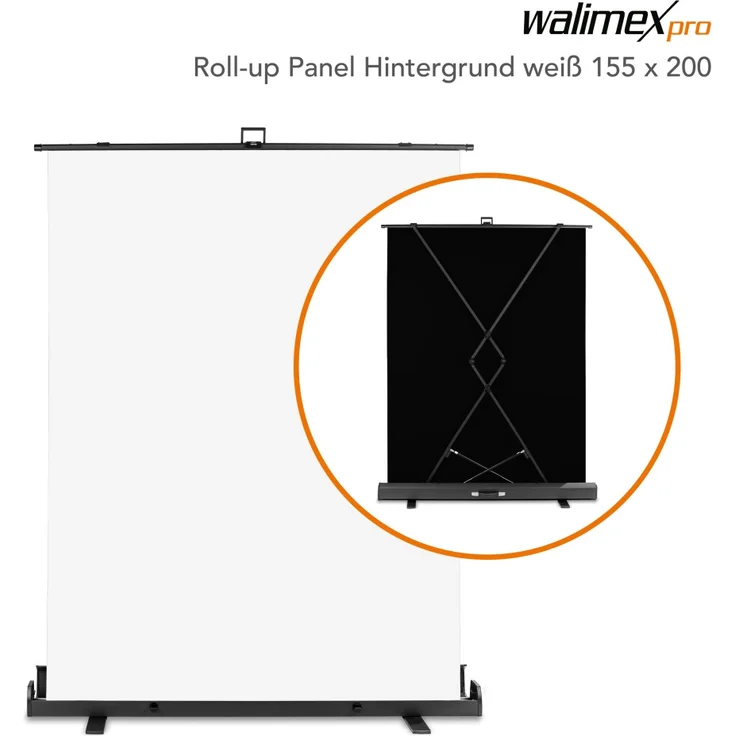 Walimex pro Roll-up Panel Hintergrund weiß 155x200 – Bild 1