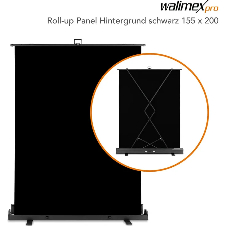 Walimex pro Roll-up Panel Hintergrund schw.155x200 - Preisvergleich