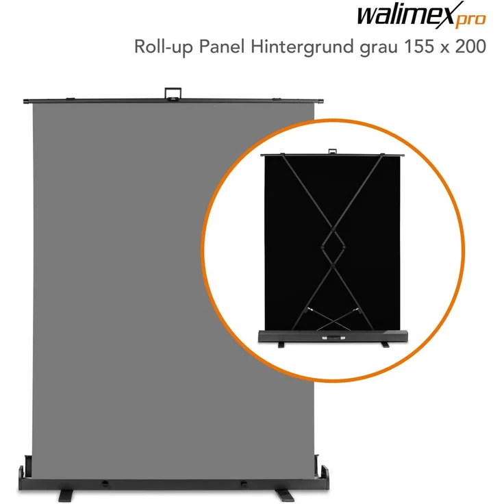 Walimex pro Roll-up Panel Hintergrund grau 155x200 - Preisvergleich – Bild 1