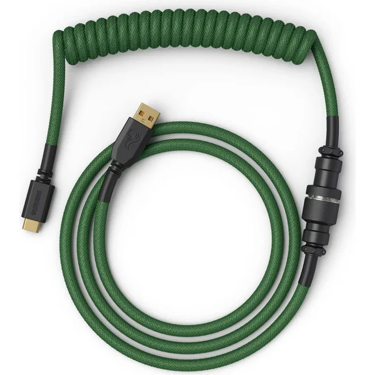 Glorious PC Gaming Race Coiled Cable Forest Green, USB-C auf USB-A Spiralkabel, USB C Kabel Spiralkabel, Coiled Cable Keyboa