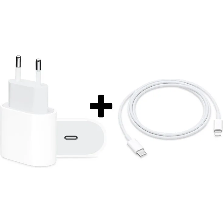Apple Original Ladegerät, geeignet für Apple iPhone 11/12/13, 20 W USB-C Power Adapter (Netzteil) + 1 m USB-C Lightning Ladekabel, weiß (MHJE3ZM/A + MM0A3ZM/A)