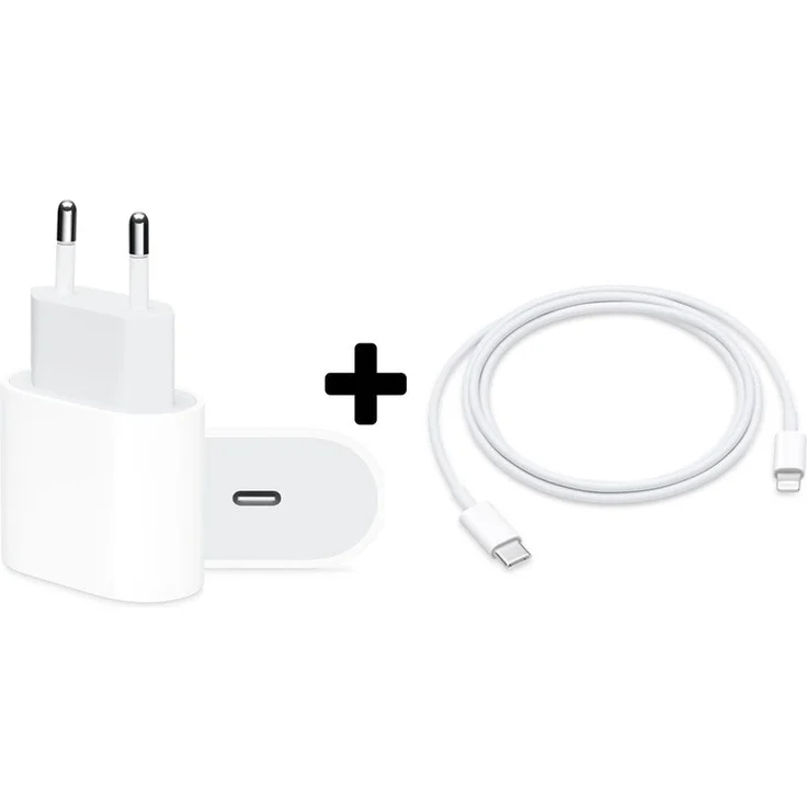Apple Original Ladegerät, geeignet für Apple iPhone 11/12/13, 20 W USB-C Power Adapter (Netzteil) + 1 m USB-C Lightning Ladekabel, weiß (MHJE3ZM/A + MM0A3ZM/A) – Bild 1