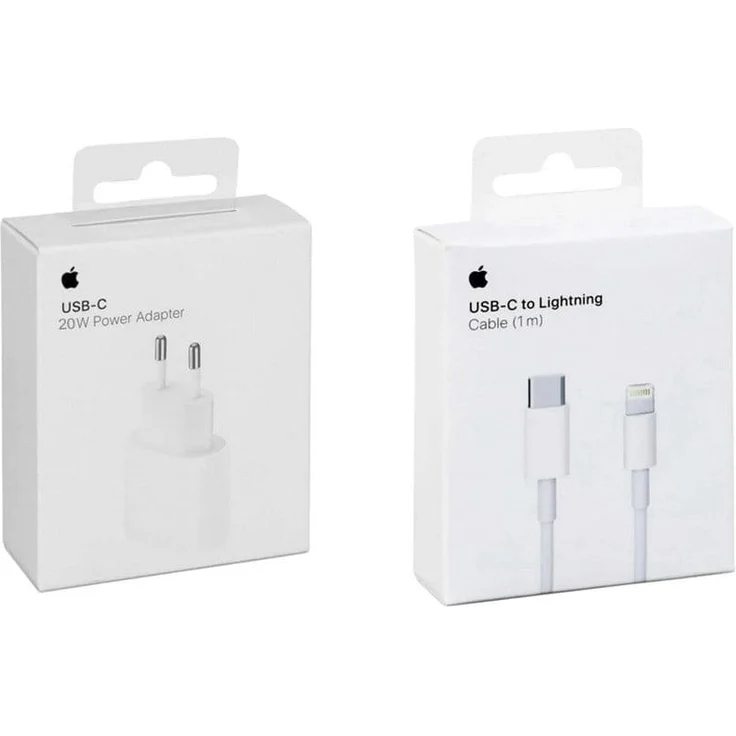 Apple Original Ladegerät, geeignet für Apple iPhone 11/12/13, 20 W USB-C Power Adapter (Netzteil) + 1 m USB-C Lightning Ladekabel, weiß (MHJE3ZM/A + MM0A3ZM/A) – Bild 2
