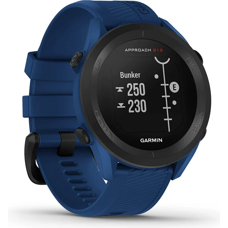Garmin Approach S12 Golf-Uhr mit Schlagweitenmessung und Distanzangaben GPS, Unisex, 43,7mm, Kunststoffgehäuse, Dunkelblau/Schwarz – Bild 1