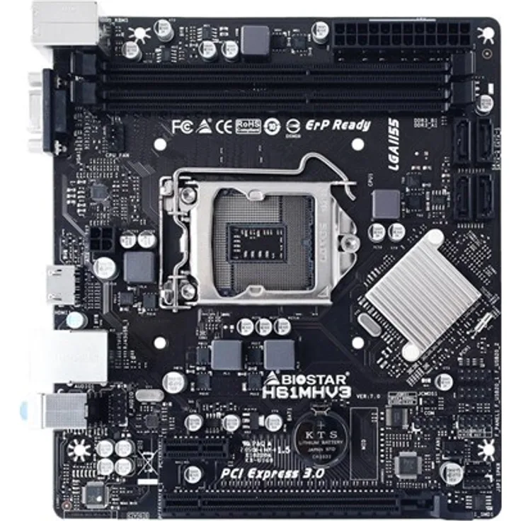 Biostar H61MHV3 - Motherboard - micro ATX - LGA1155-Sockel - H61 Chipsatz - Gigabit LAN - Onboard-Grafik (CPU erforderlich)