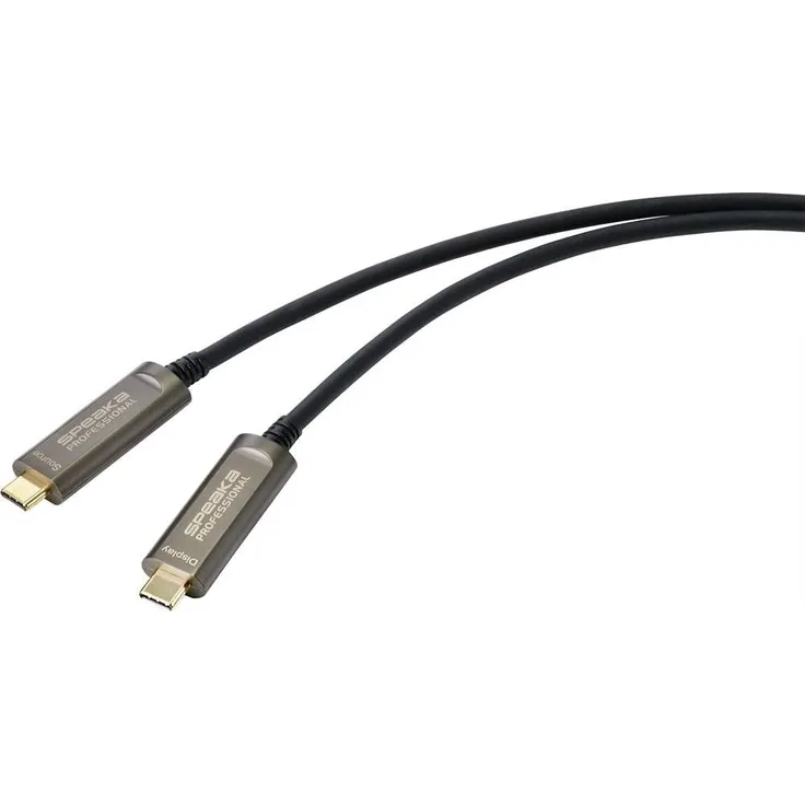 SpeaKa Professional USB-C Anschlusskabel USB-C Stecker, USB-C Stecker 15.00m Schwarz SP-9505616 TPE-Mantel USB-C-Displaykabel