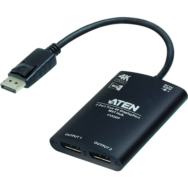 ATEN VS92DP 2-Port True 4K DisplayPort Splitter mit MST Hub