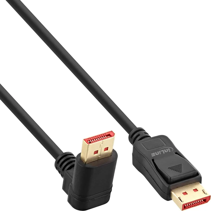 InLine DisplayPort 1.4 Kabel, 8K4K, nach oben gewinkelt, schwarz-gold, 3m