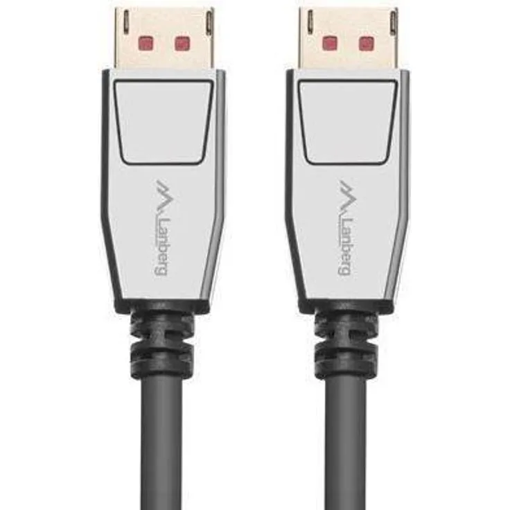 Lanberg CA-DPDP-20CU-0010-BK DisplayPort-Kabel 1 m Schwarz - Silber (CA-DPDP-20CU-0010-BK)