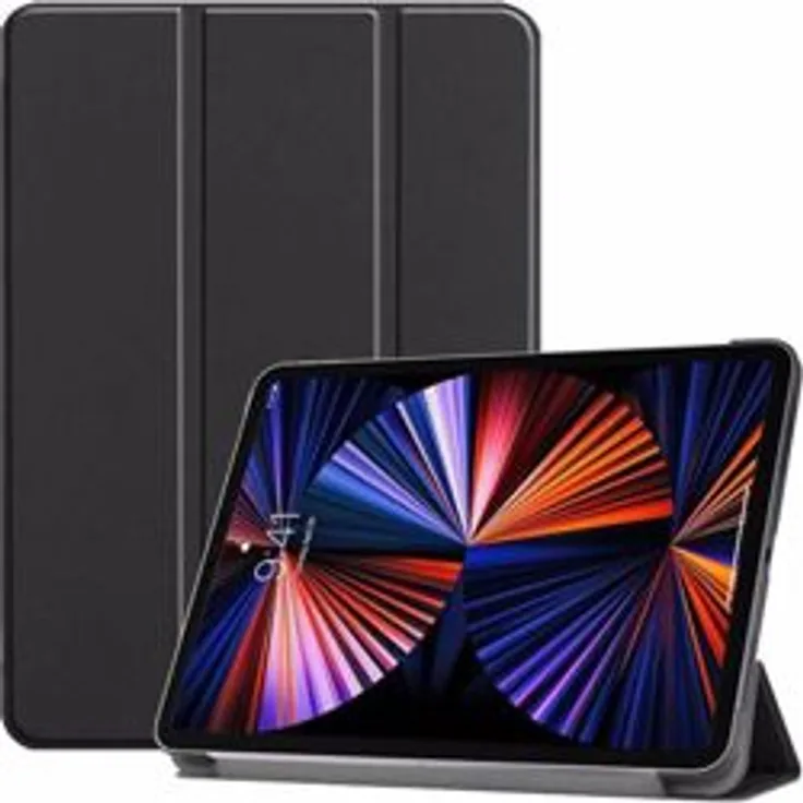 CoreParts Tri-fold Caster Hard Shell Cover für Apple iPad Pro 12.9 (2021) (5. Gen), Schwarz