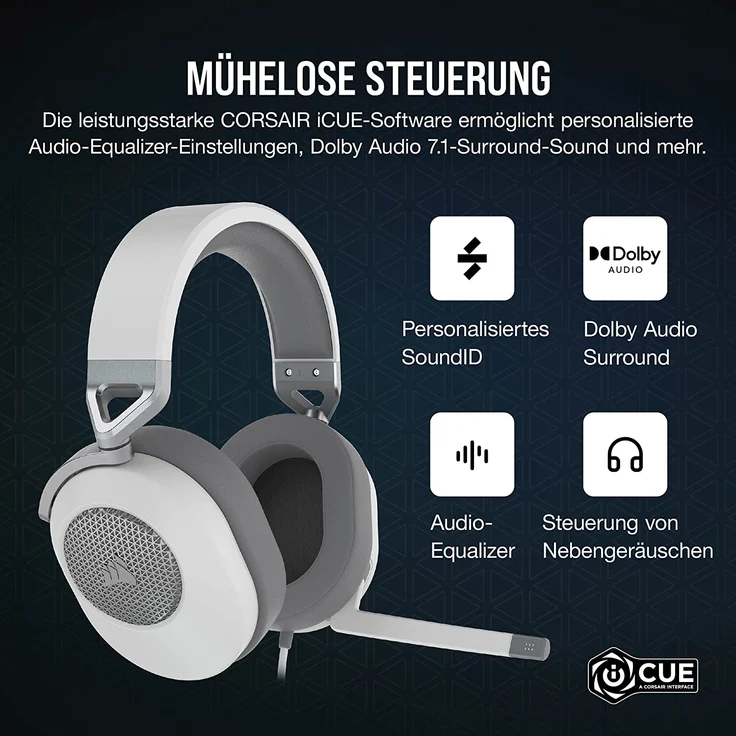 Corsair Gaming HS65 SURROUND Headset ohrumschließend, Weiß – Bild 5