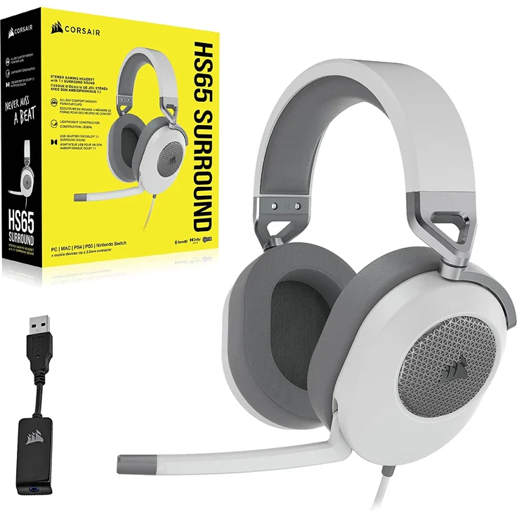 Corsair Gaming HS65 SURROUND Headset ohrumschließend, Weiß – Bild 2