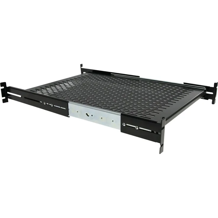 StarTech.com 2HE ausziehbarer Rack-Fachboden belüftet - 22.7kg - 19 Serverschrank Rack-Shelf - Schwarz - Rack - Regal