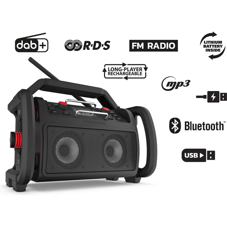 PerfectPro Rockpro RP2 Baustellenradio, (Streaming, UKW (FM), DAB+), LED, schwarz – Bild 6