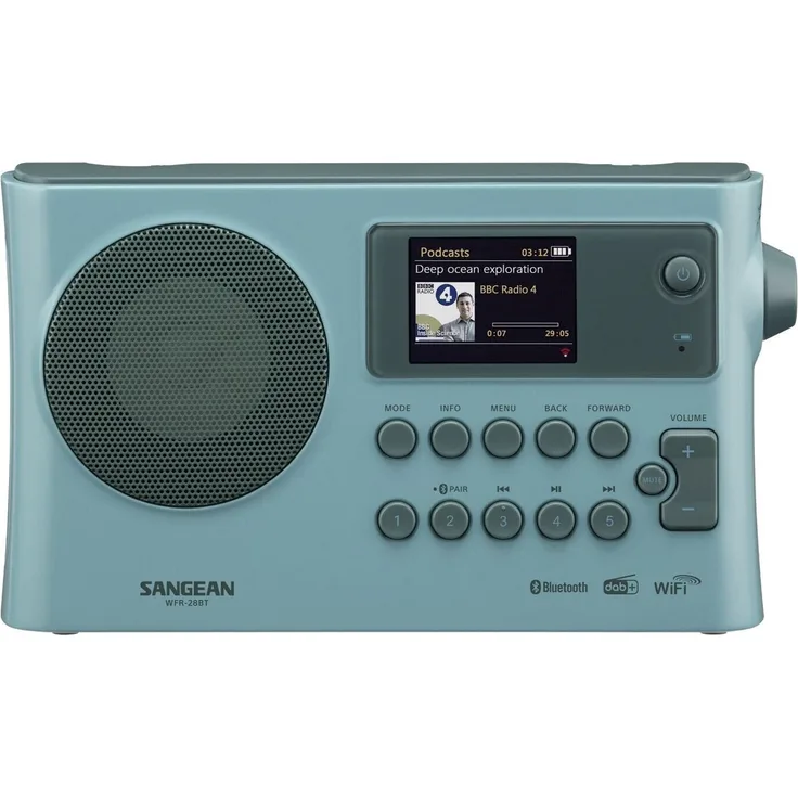 Sangean WFR-28BT Digitalradio, (Spotify, UPnP, Streaming, Akku-Ladefunktion, DAB+, Webradio), TFT, hellblau