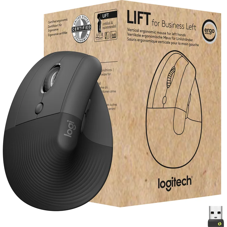 Logitech Lift for Business vertical mouse Bluetooth 2.4 GHz graphite Vertical mouse (Schwarz) (910-006495) – Bild 9