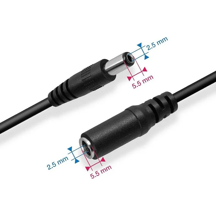 Wicked Chili 3m DC-Verlängerungskabel geeignet für AVM FRITZ!Box 7530 AX, 7530, 6820 LTE, 4020, 7520, 6850, 4040 - WLAN-Router Strom Verlängerung (2.5 x 5.5 mm) schwarz – Bild 2