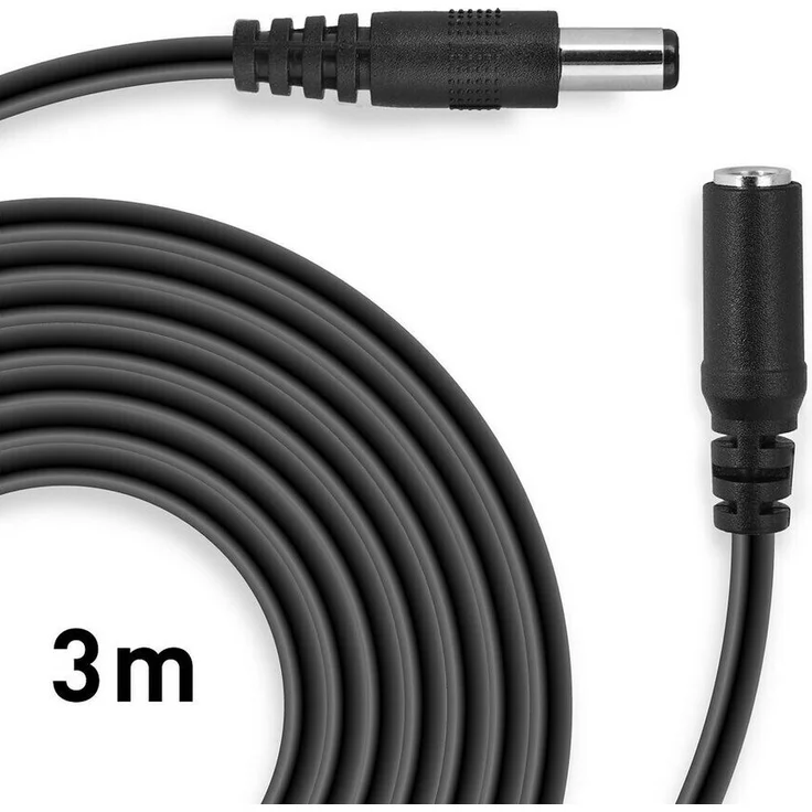 Wicked Chili 3m DC-Verlängerungskabel geeignet für AVM FRITZ!Box 7530 AX, 7530, 6820 LTE, 4020, 7520, 6850, 4040 - WLAN-Router Strom Verlängerung (2.5 x 5.5 mm) schwarz – Bild 4
