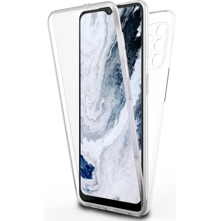 NALIA Klare 360° Schutzhülle für Samsung Galaxy A13, Hülle Komplettschutz Transparent Anti-Gelb Durchsichtig Robust, Hardcase & Silikon Bumper & Displayschutz, Full-Cover Etui Handyhülle, transparent