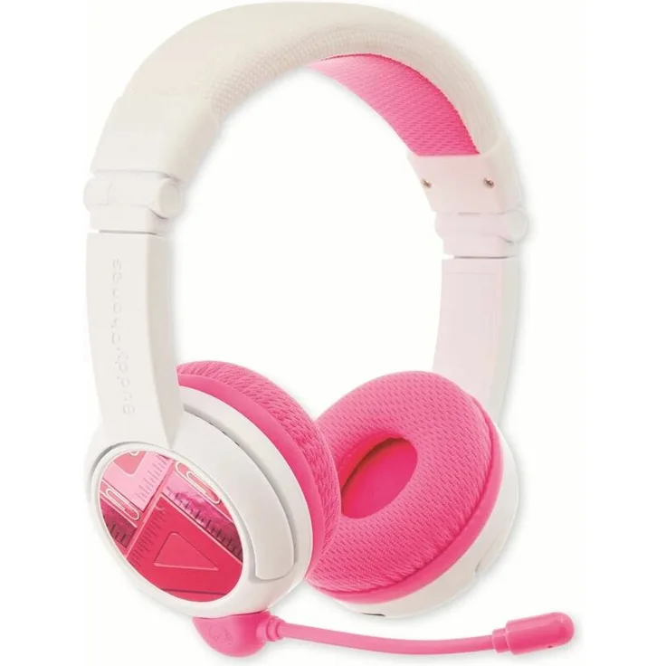 Onanoff Buddyphones School+ On-Ear-Kopfhörer (Einstellbare Lautstärkebegrenzung), weiß, pink