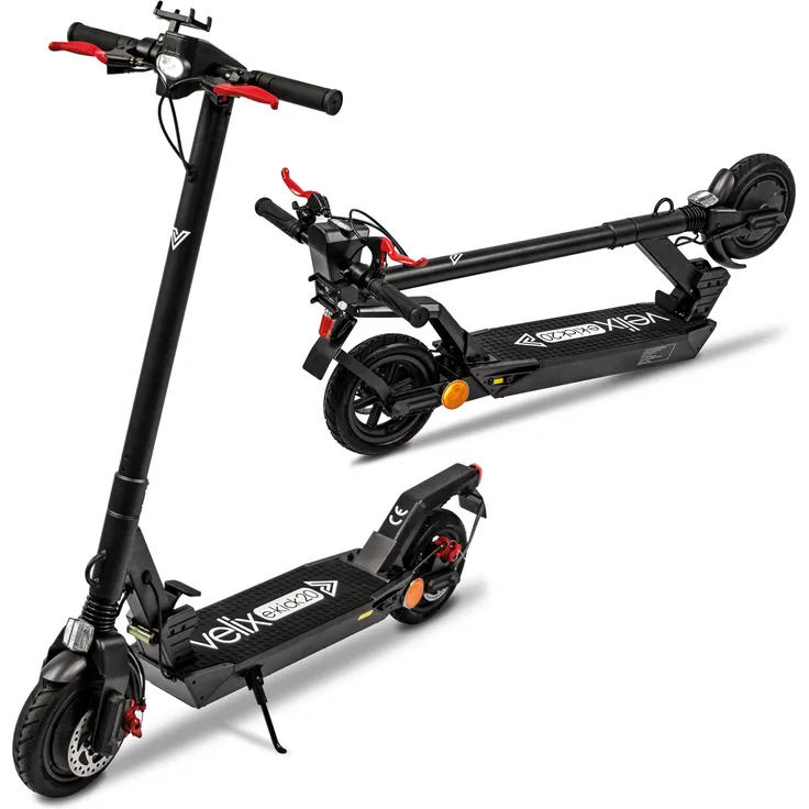 Velix E-Scooter, mit Straßenzulassung, Schwarz/Silber, 20 km/h