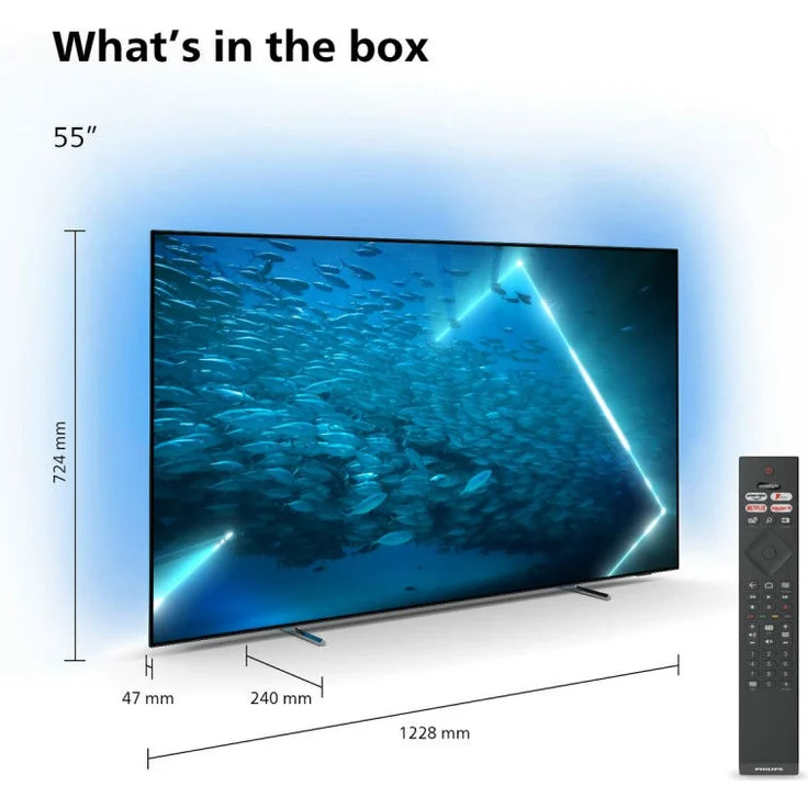 Philips 55OLED707-12 139 cm (55 Zoll) OLED Ambilight Smart TV (Ultra HD, Dolby Vision, OLED) HD-Triple-Tuner (Sat, Antenne, Kabel) Modelljahr 2022 Energieklasse G (DE-Modell) – Bild 10