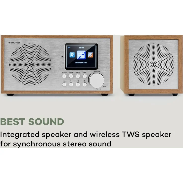 Auna Silver Star Mini Two Internetradio, (Streaming, DAB+, FM, Webradio), TFT, silber, braun – Bild 3