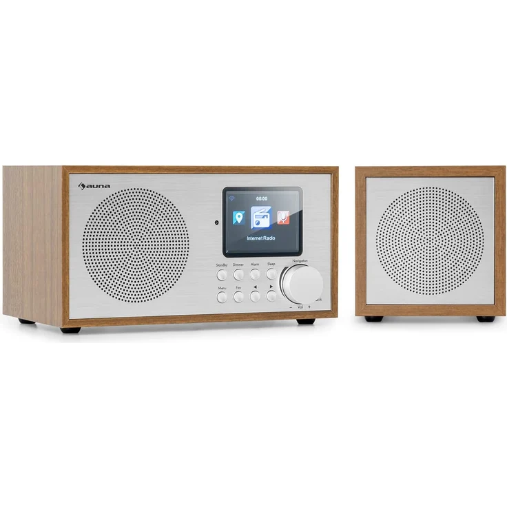 Auna Silver Star Mini Two Internetradio, (Streaming, DAB+, FM, Webradio), TFT, silber, braun – Bild 1